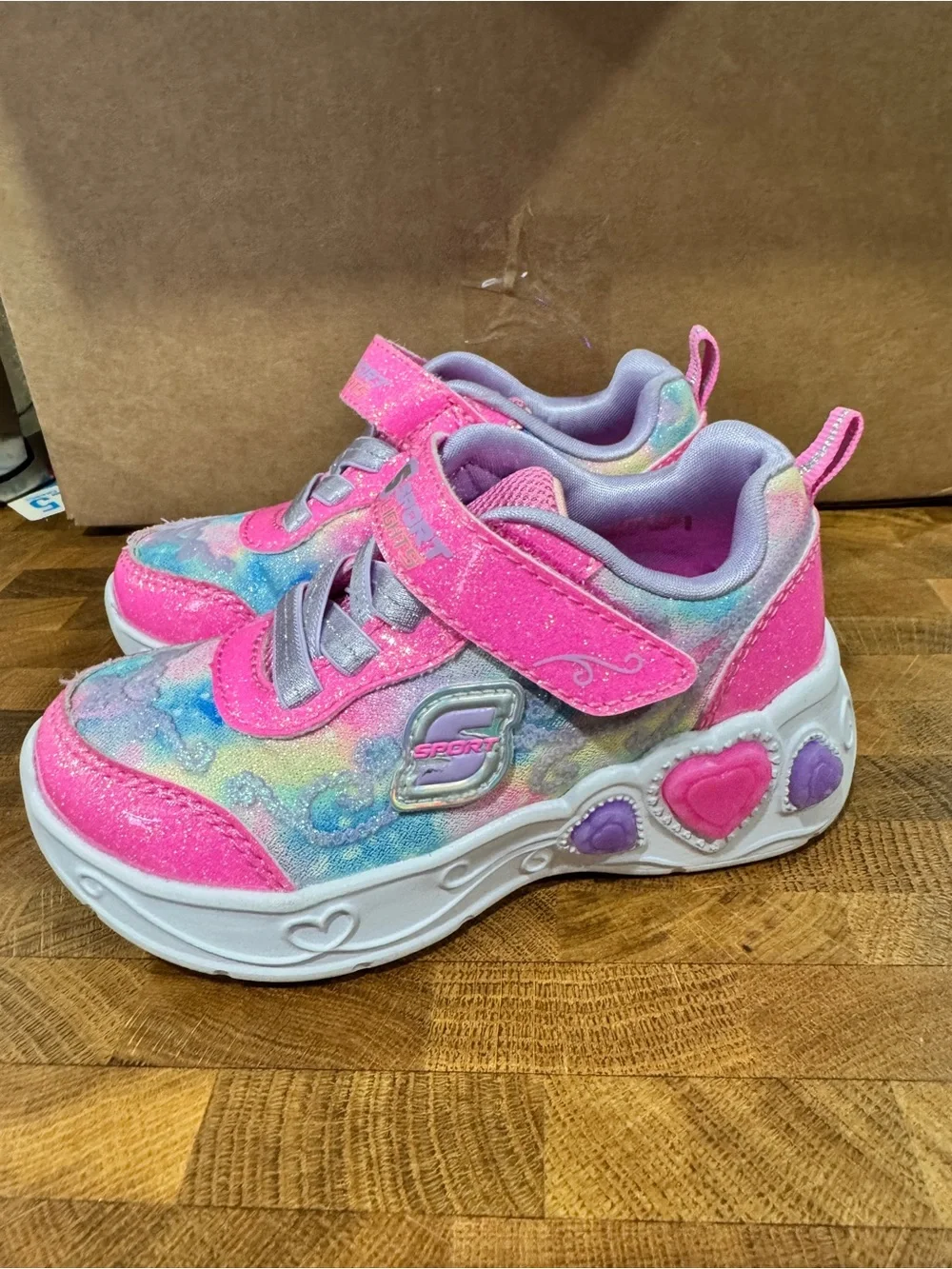 Skechers Toddler Pink Multi Glitter Light-Up Sneakers